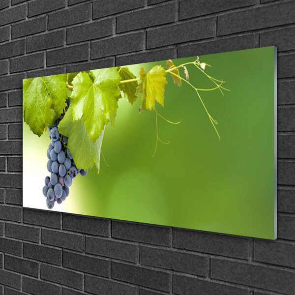 Quadro su vetro Cucina Foglie d'Uva 100x50 cm 2 appendini