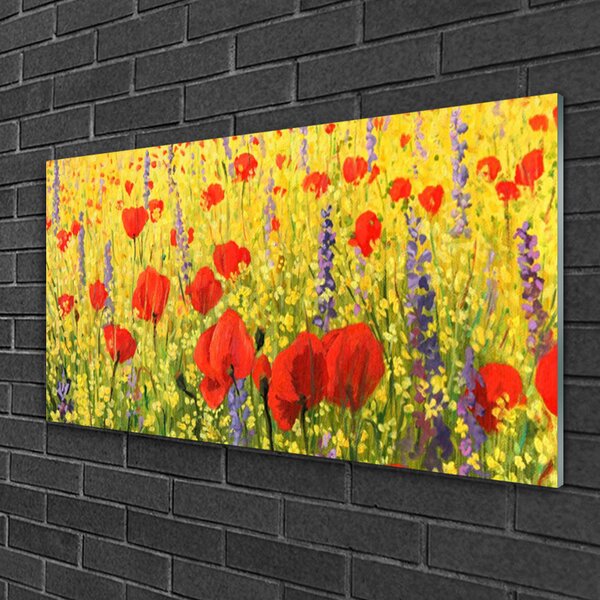 Quadro in vetro Fiori Pianta naturale 100x50 cm 2 appendini