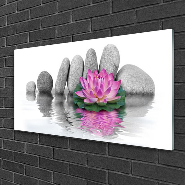 Quadro vetro Pietre di fiori d'arte 100x50 cm 2 appendini