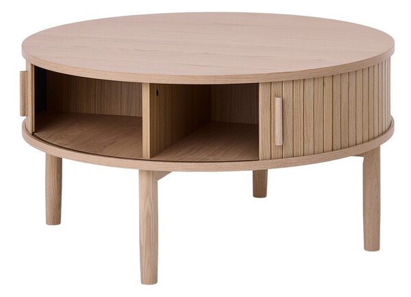 Tavolino da salotto rotondo colore naturale chiaro con effetto rovere ø 85 cm Meta – Unique Furniture