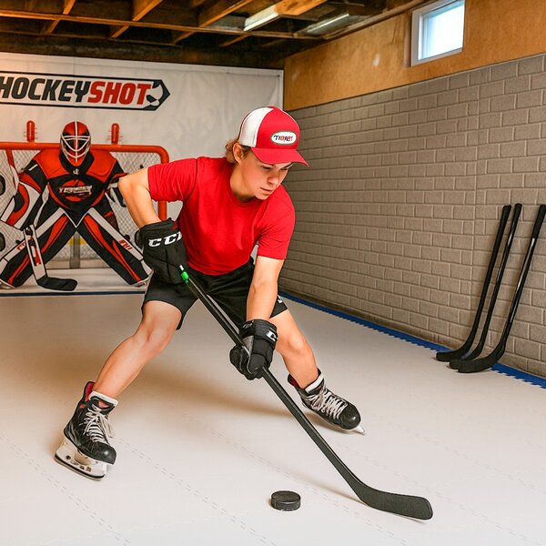 Costway Tavola di ghiaccio artificiale per tiro da hockey pista di ghiaccio, Piastrelle per pavimenti da hockey per allenamento Bianco