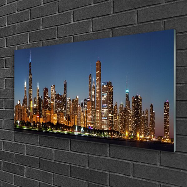 Quadro in vetro Case di città 100x50 cm 2 appendini