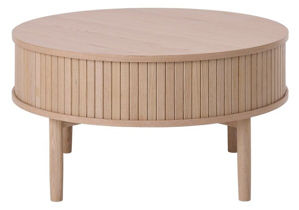 Tavolino da salotto rotondo colore naturale chiaro con effetto rovere ø 85 cm Meta – Unique Furniture