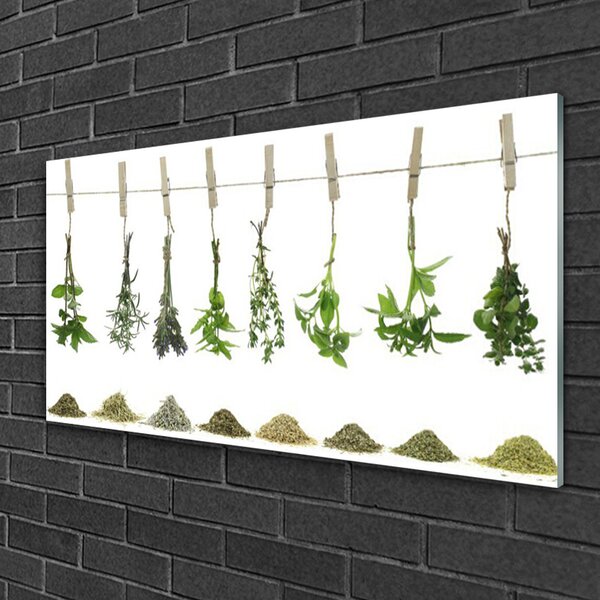 Quadro vetro Fiori Pianta naturale 100x50 cm 2 appendini
