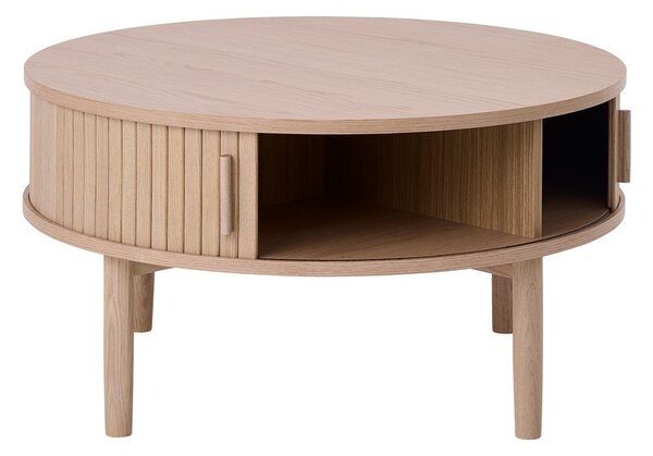 Tavolino da salotto rotondo colore naturale chiaro con effetto rovere ø 85 cm Meta – Unique Furniture