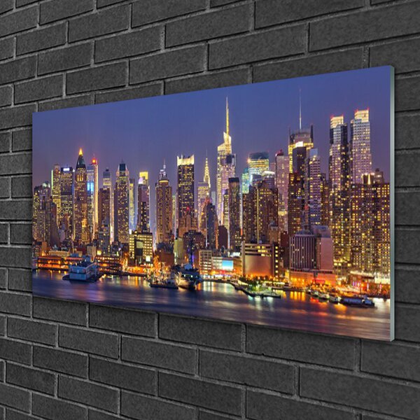 Quadro in vetro Case di città Grattacieli 100x50 cm 2 appendini