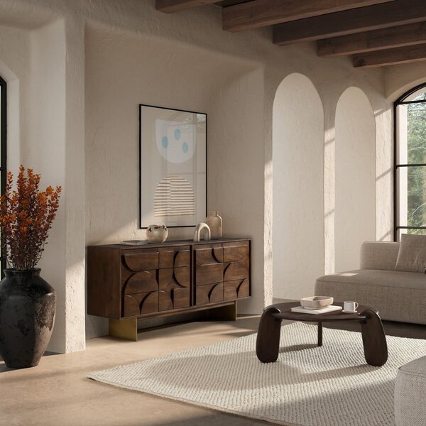 Cassettiera marrone in mango massiccio 165x76x40 cm Trisha – MOME