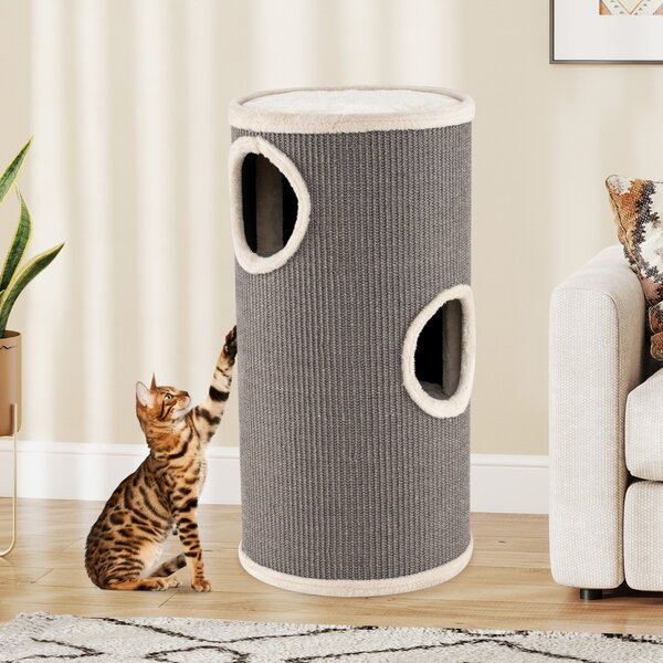 Costway Condo per gatti a piani multi-livello con tappetino per graffi in sisal, Condo letto morbido per pisolini