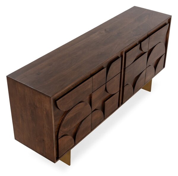 Cassettiera marrone in mango massiccio 165x76x40 cm Trisha – MOME