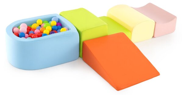 Costway Set di 5 blocchi di schiuma di blocchi giganti con piscina di palline, Grandi blocchi per giocare palline non incluse Colorato
