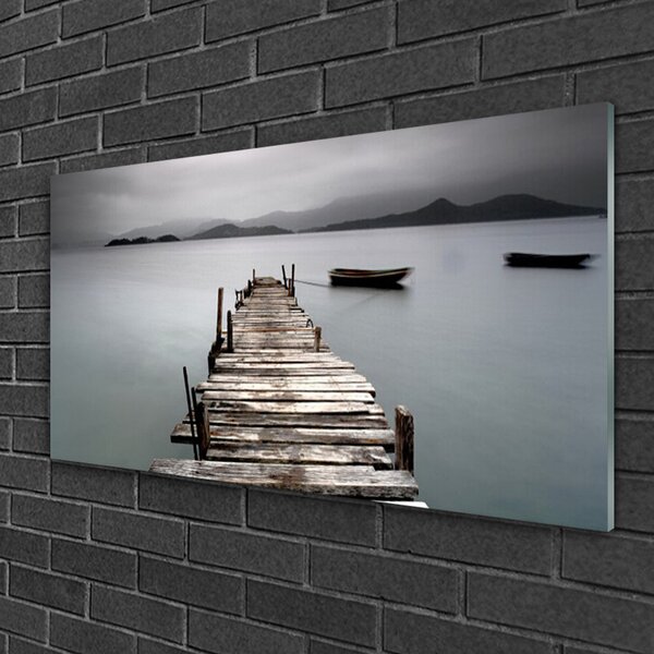 Quadro su vetro Architettura del mare a ponte 100x50 cm 2 appendini