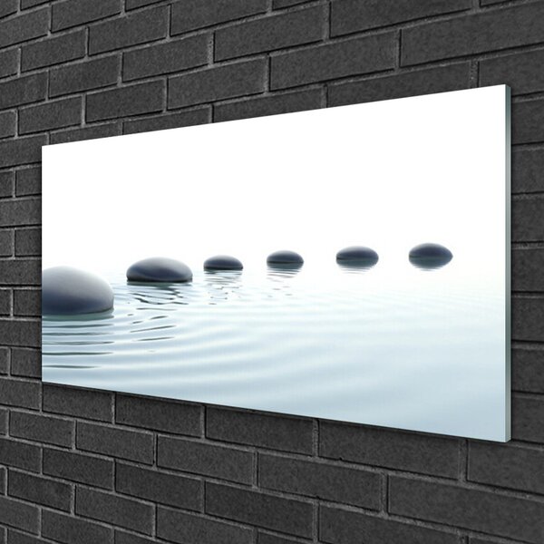 Quadro su vetro Pietre d'acqua 100x50 cm 2 appendini