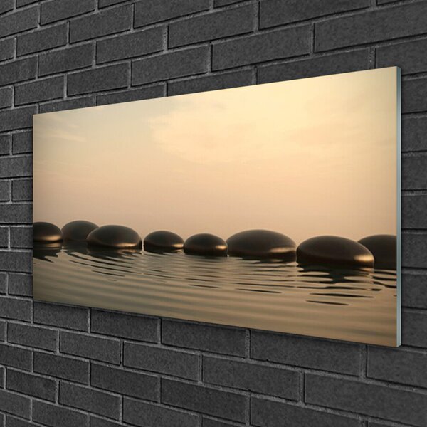 Quadro vetro Pietre d'acqua 100x50 cm 2 appendini