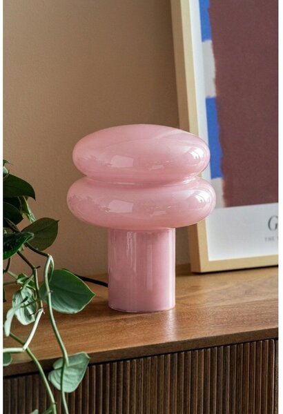 Lampada da tavolo rosa in vetro (altezza totale 24 cm) Incesante – Leitmotiv