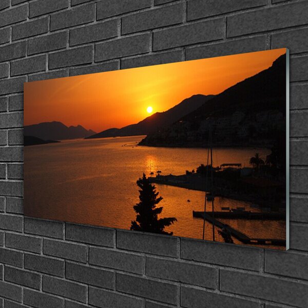 Quadro vetro Mare Montagne Paesaggio 100x50 cm 2 appendini