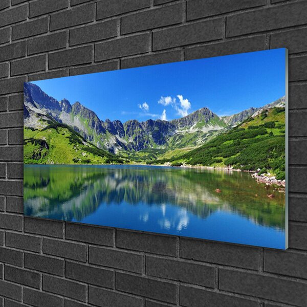 Quadro su vetro Paesaggio del lago di montagna 100x50 cm