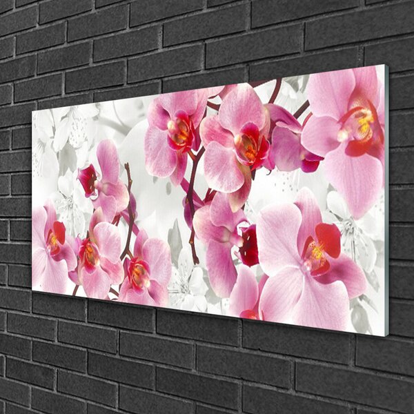 Quadro in vetro Fiori Pianta naturale 100x50 cm 2 appendini