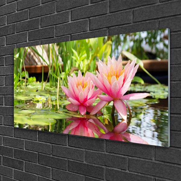 Quadro in vetro Fiori Pianta naturale 100x50 cm 2 appendini