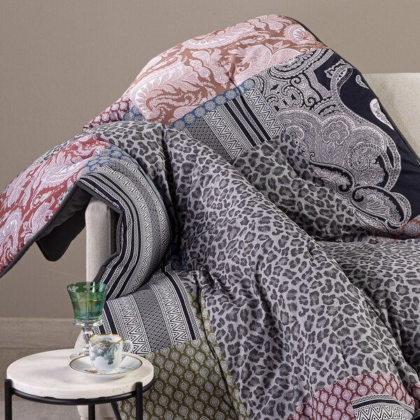 Plaid Scaldotto 130X170 Panther GRIGIO Cotone Pettinato Caleffi