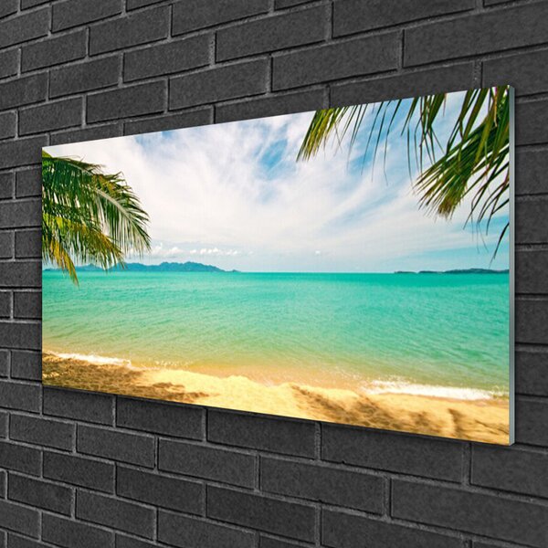 Quadro su vetro Paesaggio spiaggia mare 100x50 cm 2 appendini