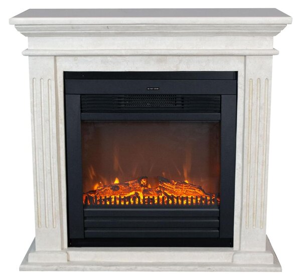 Camino elettrico Cadiz - Potenza riscaldante: 1400 Watt - Pietra naturale bianca - Camino dal design accogliente