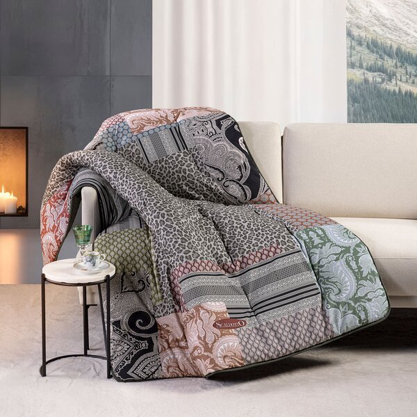 Plaid Scaldotto 130X170 Panther GRIGIO Cotone Pettinato Caleffi