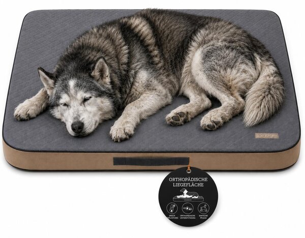 Materasso ortopedico per cani, cuccia che allevia le articolazioni L 100 × 75 cm, grigio