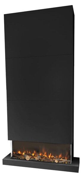 Stufa elettrica da parete, riscaldamento a 3 lati, 1400 Watt, colore nero, con decorazione a LED