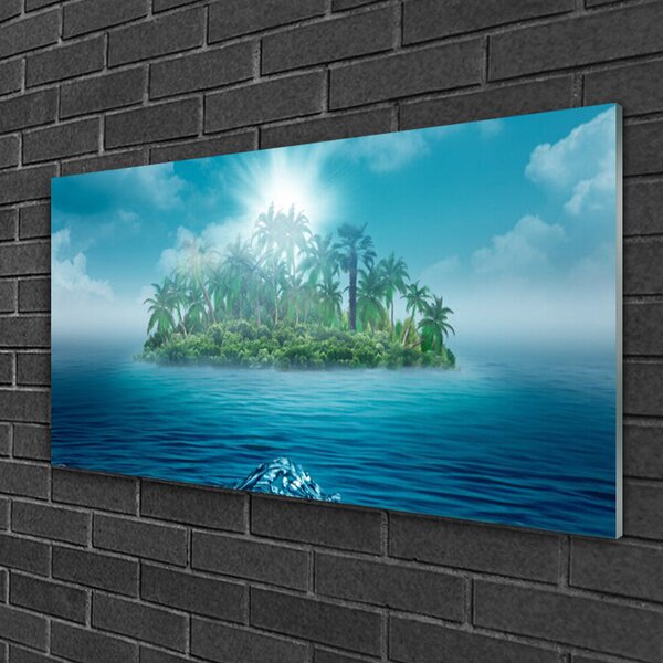 Quadro su vetro Paesaggio marino dell'isola 100x50 cm 2 appendini
