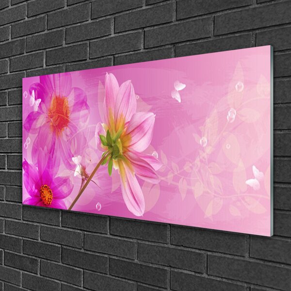 Quadro di vetro Fiori Pianta naturale 100x50 cm 2 appendini