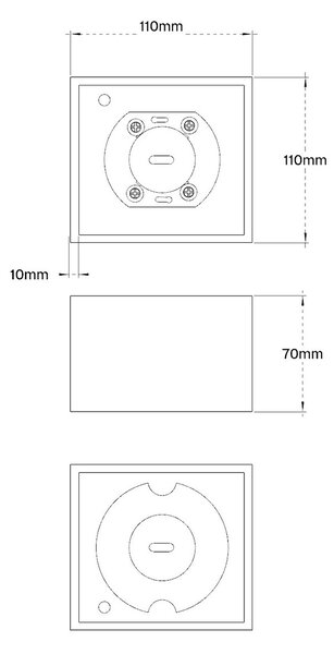 Plafoniera Quadrata da Soffitto GX53 in Gesso - Serie ESSENZA