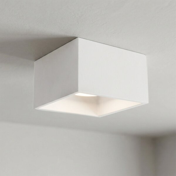 Plafoniera Quadrata da Soffitto GX53 in Gesso - Serie ESSENZA