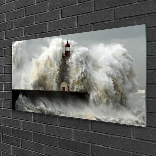 Quadro su vetro Paesaggio del faro 100x50 cm 2 appendini