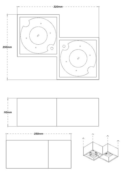 Plafoniera Quadrata da Soffitto 2xGX53 in Gesso - Serie ESSENZA