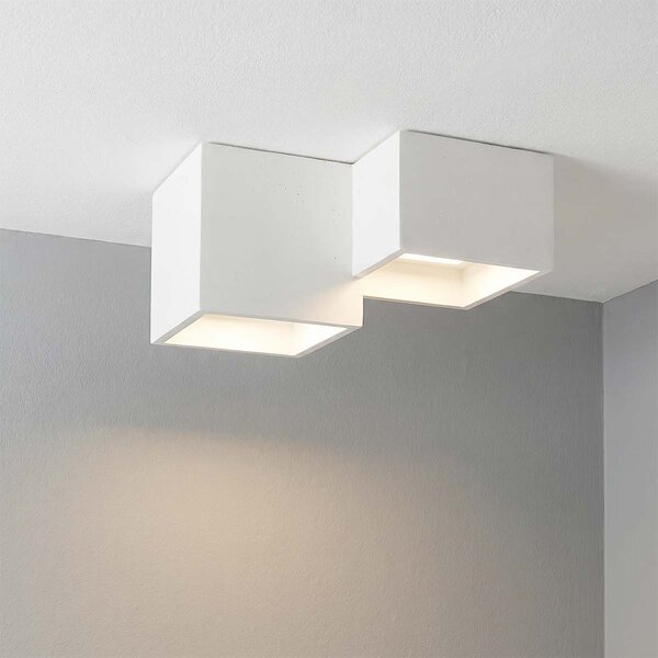 Plafoniera Quadrata da Soffitto 2xGX53 in Gesso - Serie ESSENZA