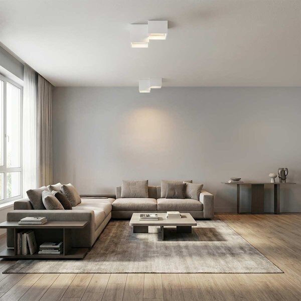 Plafoniera Quadrata da Soffitto 2xGX53 in Gesso - Serie ESSENZA