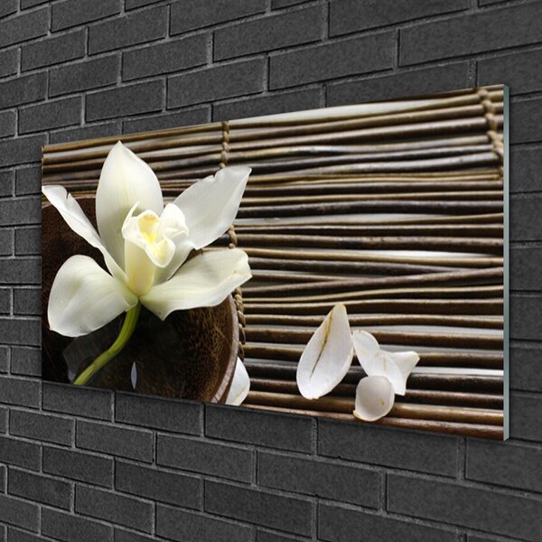 Quadro di vetro Fiore Pianta naturale 100x50 cm 2 appendini