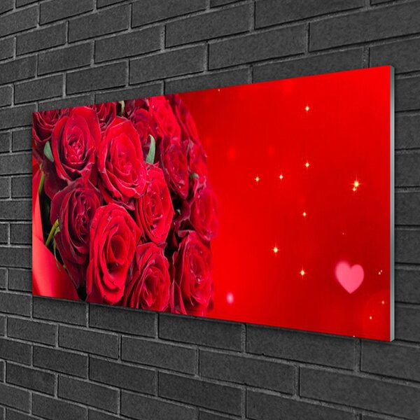 Quadro vetro Rose Fiori Pianta 100x50 cm 2 appendini