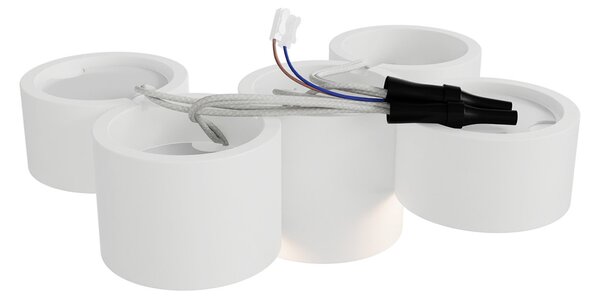 Plafoniera Rotonda 5xGX53 a Cilindri in Gesso Pitturabile - serie VOLUMI