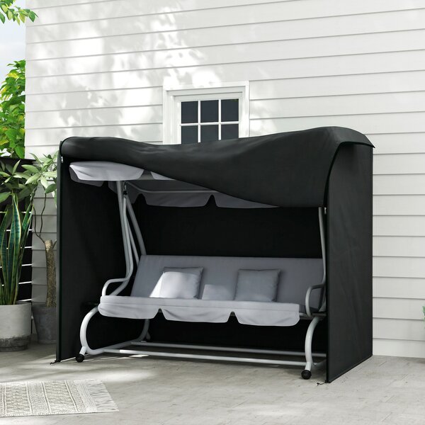 Outsunny Copertura per Dondolo da Giardino 3 Posti Impermeabile e Anti UV, Telo per Dondolo, 220x125x172 cm, Nero | Aosom Italy