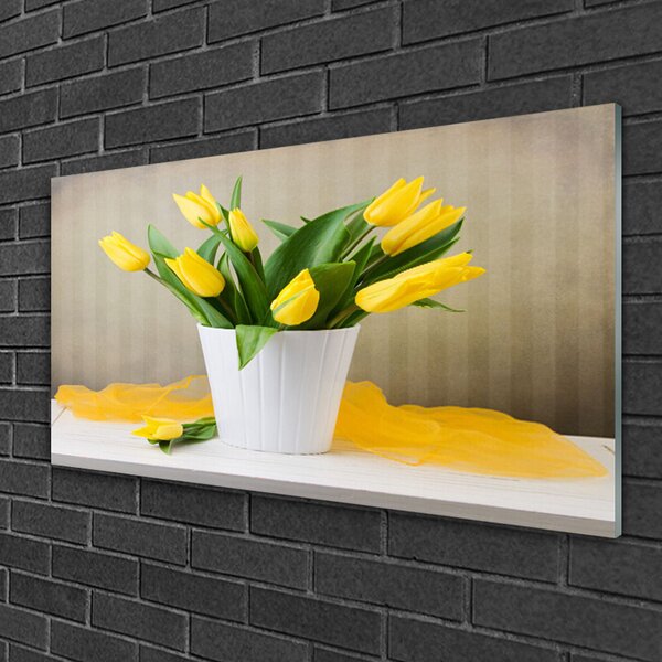 Quadro vetro Tulipani Fiori Pianta 100x50 cm 2 appendini