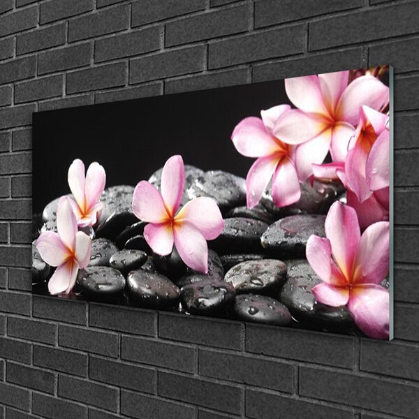 Quadro su vetro Plumeria Wallflower 100x50 cm 2 appendini
