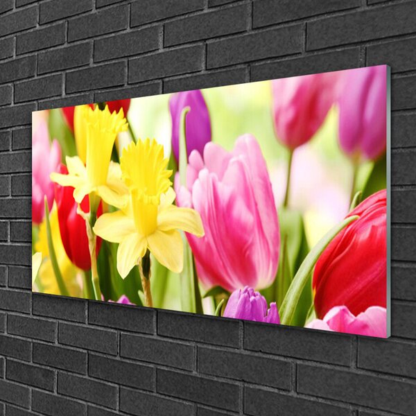 Quadro in vetro Fiori Pianta naturale 100x50 cm 2 appendini