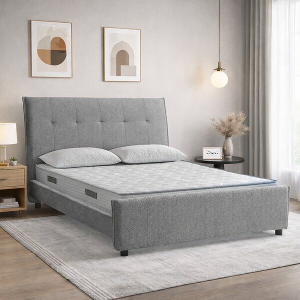 KIT Letto Matrimoniale DALLAS con Materasso FASHION 2.0 Grigio