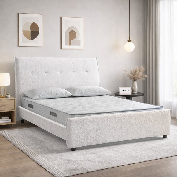 KIT Letto Matrimoniale DALLAS con Materasso FASHION 2.0 Bianco