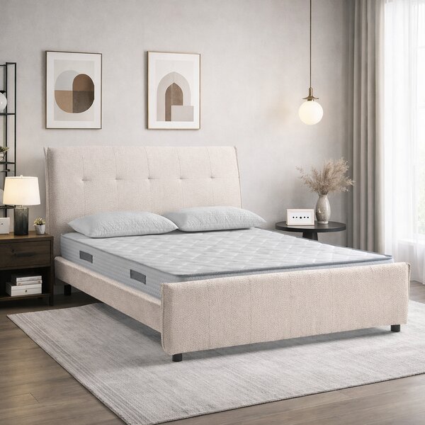 KIT Letto Matrimoniale DALLAS con Materasso FASHION 2.0 Beige