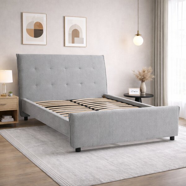 Letto Matrimoniale DALLAS in Tessuto Luxury Grigio