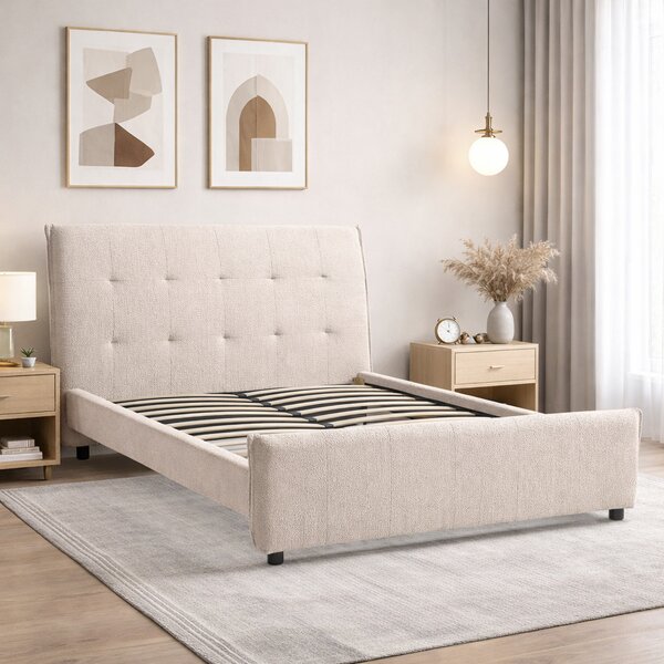 Letto Matrimoniale DALLAS in Tessuto Luxury Beige