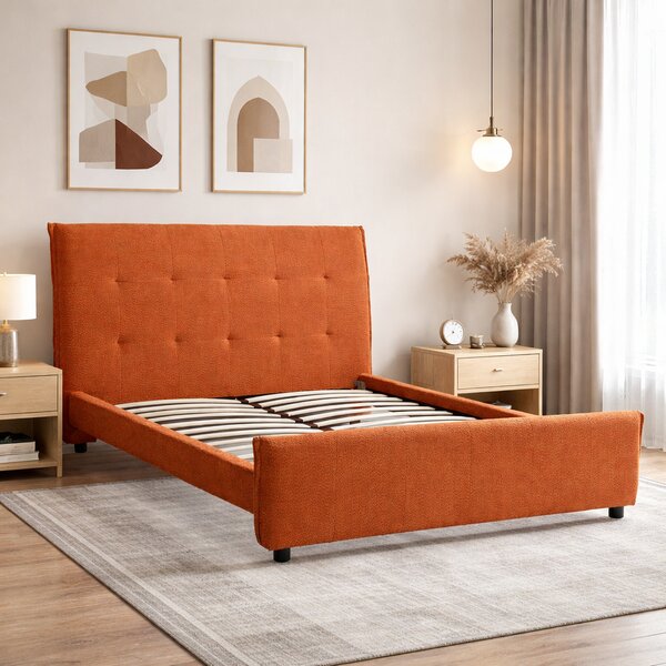 Letto Matrimoniale DALLAS in Tessuto Luxury Arancione