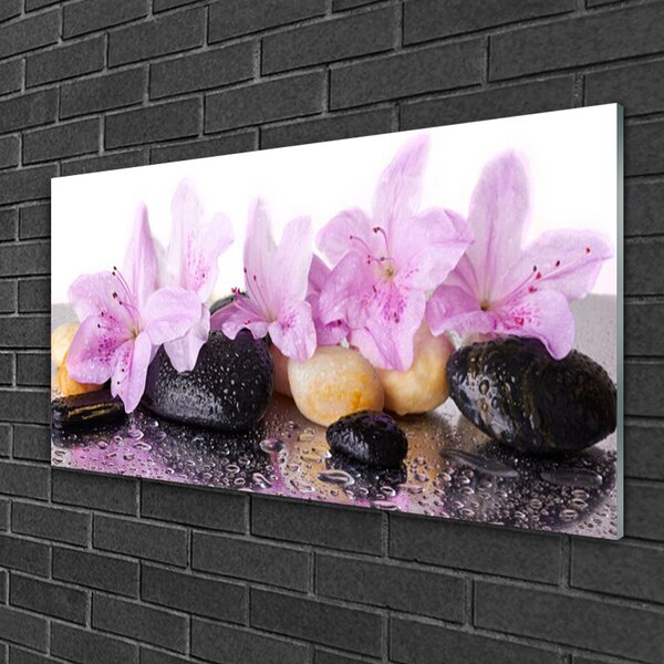 Quadro in vetro Fiore di giglio rosa 100x50 cm 2 appendini